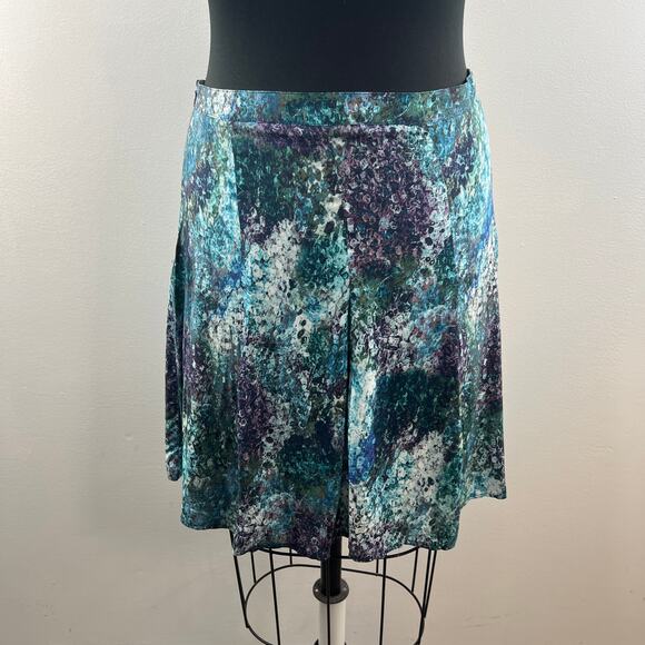 Mado Et Les Autres Green Blue Top and Skirt Set Marble Print Boat Neck Size 36 - Picture 9 of 11